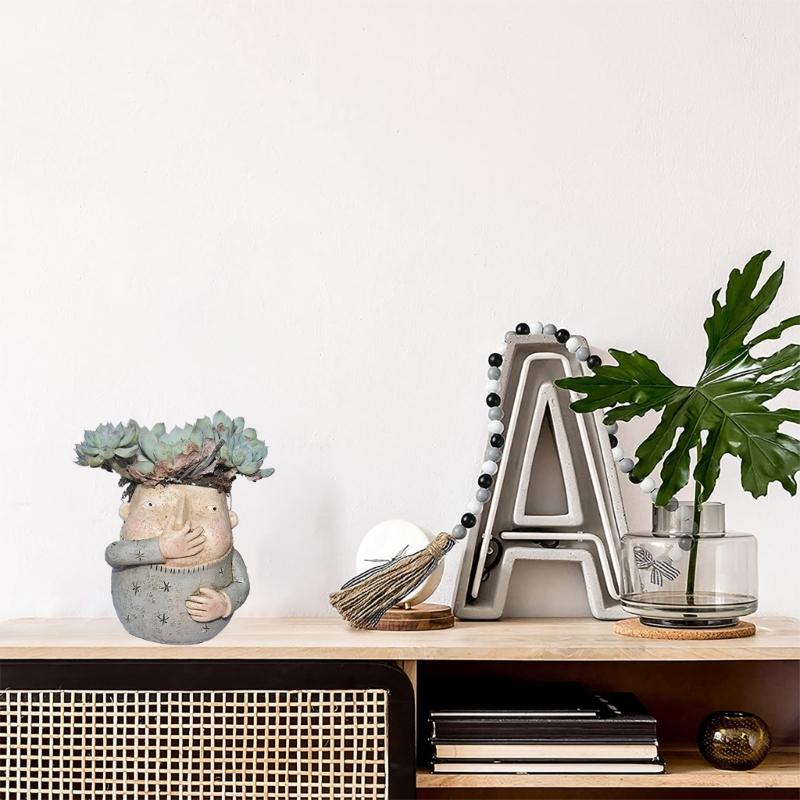 Cute Funny Boy Flower Silicone Molds Pen Holder Epoxy Resin Mold Succulent Planter Making Tool for Crafts