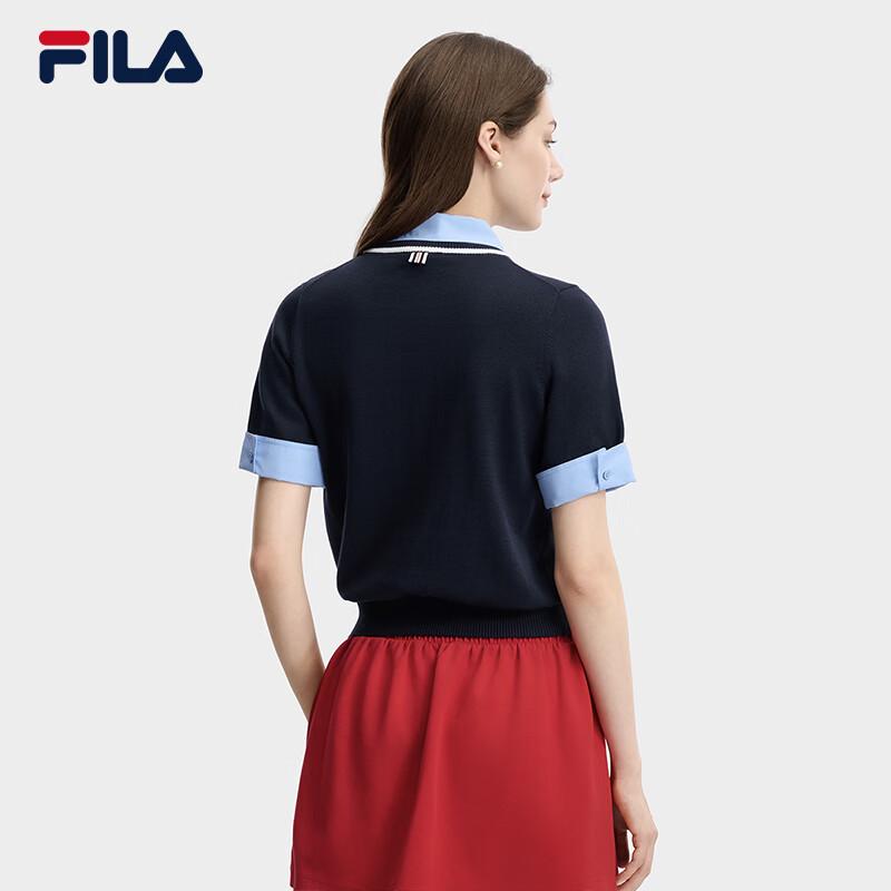 Fila Женская вязаная рубашка-поло с цветовыми блоками, имитация двух предметов
