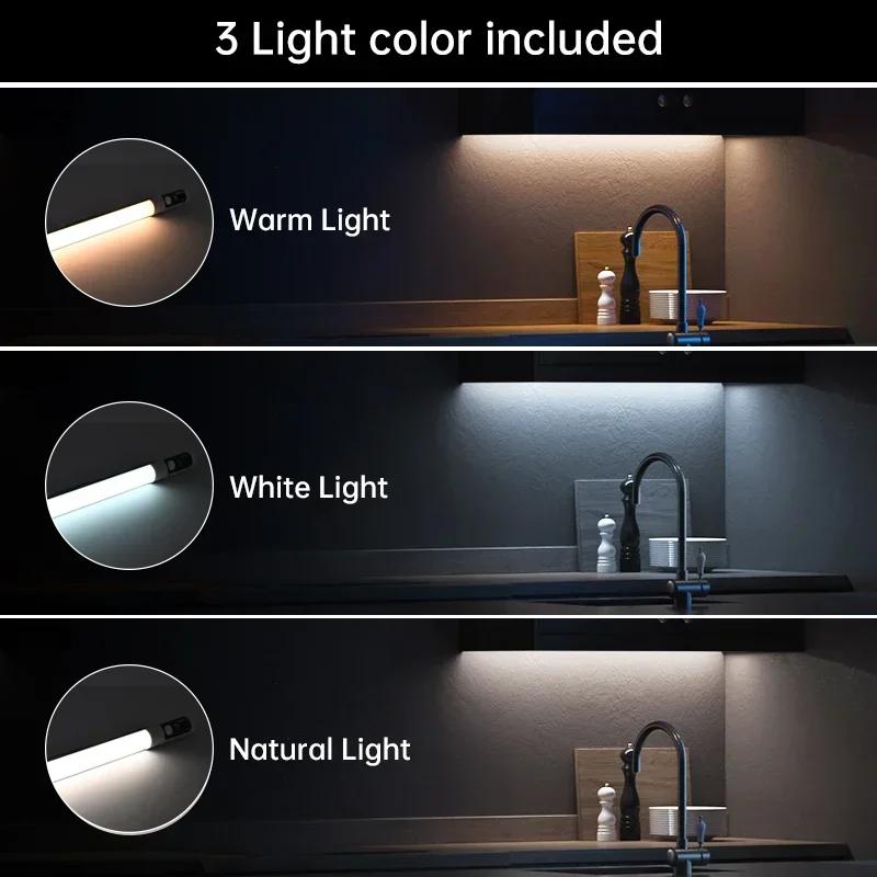 Bar LED Lights Motion Sensor Cabinet Lights Digital Display Desk Lamp Type C Rechargeable Lights for Kitchen Closet Night Light