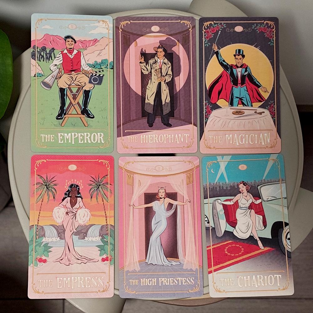 12*7 см Tinseltown Tarot в жесткой коробке Розовый Винтажная колода в стиле Голливуда 78 иллюстрированных карт