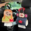 Детский держатель для салфеток с рисунком машинок Милая обезьянка Подвесная коробка для салфеток из ПУ-кожи для автомобиля Декоративное хранение
