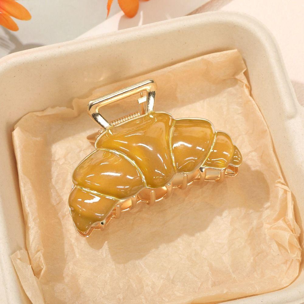 Shark Clip Croissant Hair Grab Hairpin Metal Shark Clip Fashion Cute Bread Hair Claw Travel