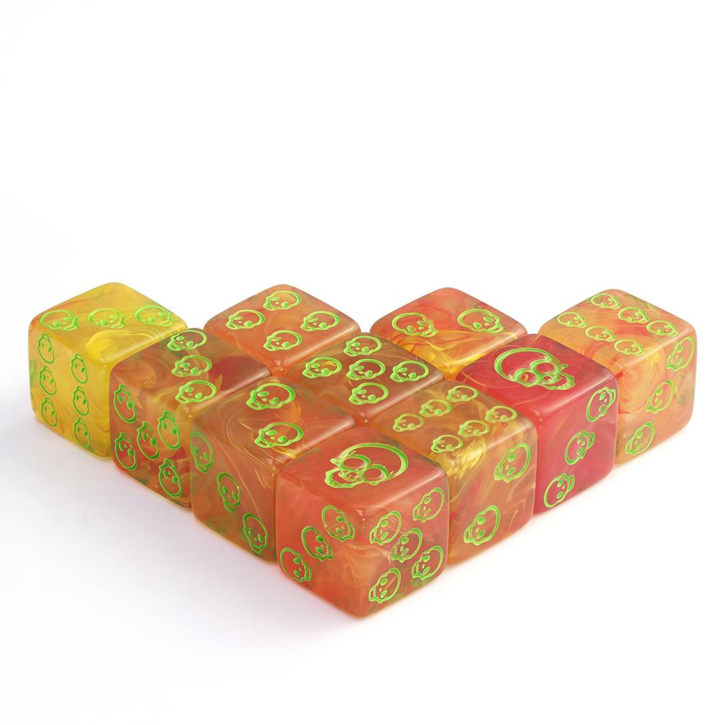 10pcs 16mm D6 Dice Skull Diamond Pattern Swirling Color Dice for Club KTV Party Board Games