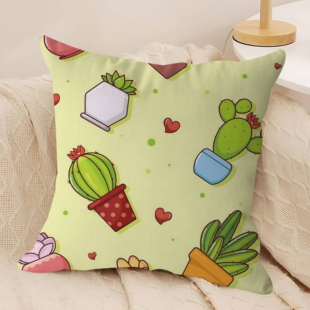 Cute Cartoon Succulent Pillow Gifts Home Office Furnishings Bedroom Sofa Car Cushion Cover Case 45x45cm