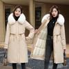 Women's Winter Plus Size  Knee-length Loose  Thickened Hooded Zip Jacket Simple Casual  Fur Collar Parka Outerwear