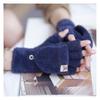 Knitted Gloves Flip-top Half-finger Stamped Winter Warm-proof Imitation Mink Velvet Student Homework Gloves