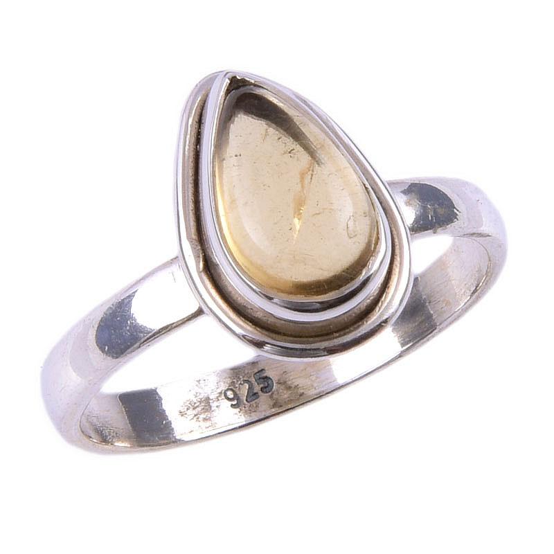 Natural Citrine Gemstone Handmade 925 Solid Sterling Silver Ring Size 6 Y5l81