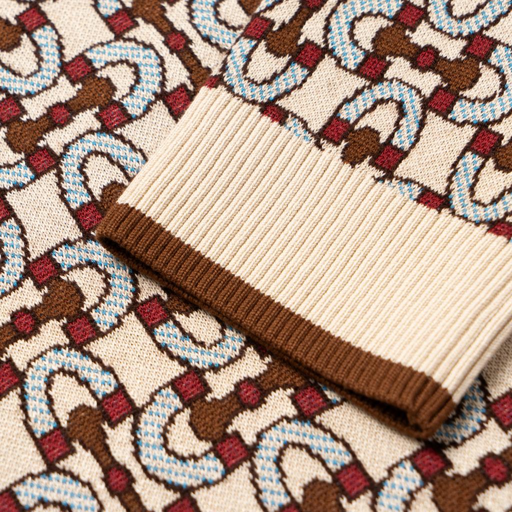 Gucci Жаккардовая рубашка-поло с длинным рукавом и пряжкой-лошадь 753432-XKDFO-9134