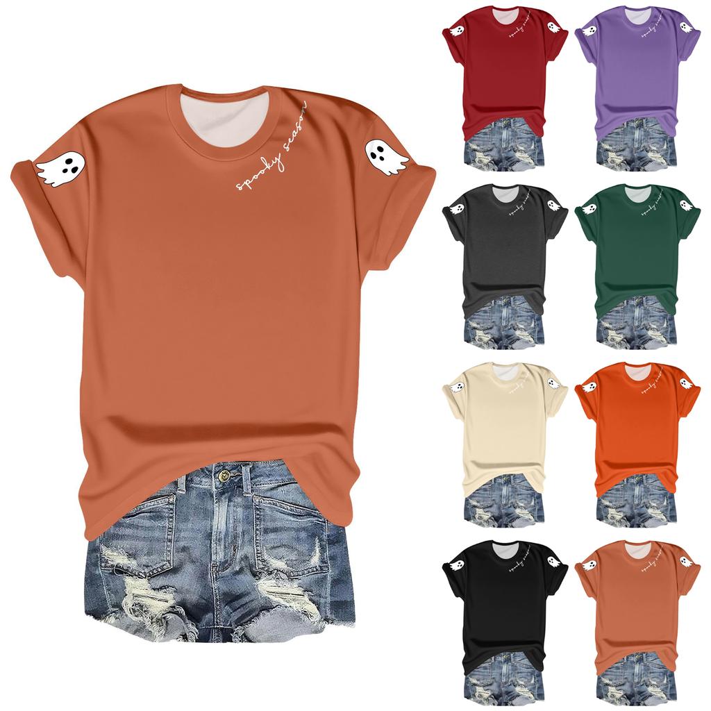 Женские футболки, Женские топы с коротким рукавом, Летняя мода, Повседневные стильные футболки с круглым вырезом, Туники