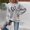 Plus Size Women's Autumn Fashion New Love Printed Round Neck Long Sleeve Top