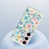 For Samsung Galaxy S25 FE Case Blue Pink Flowers Pattern Printing Straight Edge TPU Phone Back Cover