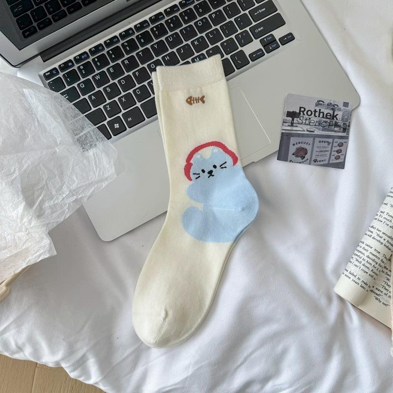 Женские весенне-летние модные все виды милых бесшовных сетчатых хлопковых носков-трубок с животными