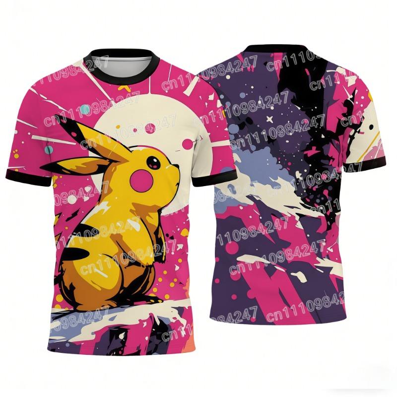 2026 New Pokemon Pikachu T-Shirts Casual Short Sleeve Tees for Mom Dad Kids Unisex Parent-Child Couple Tops Summer Streetwear
