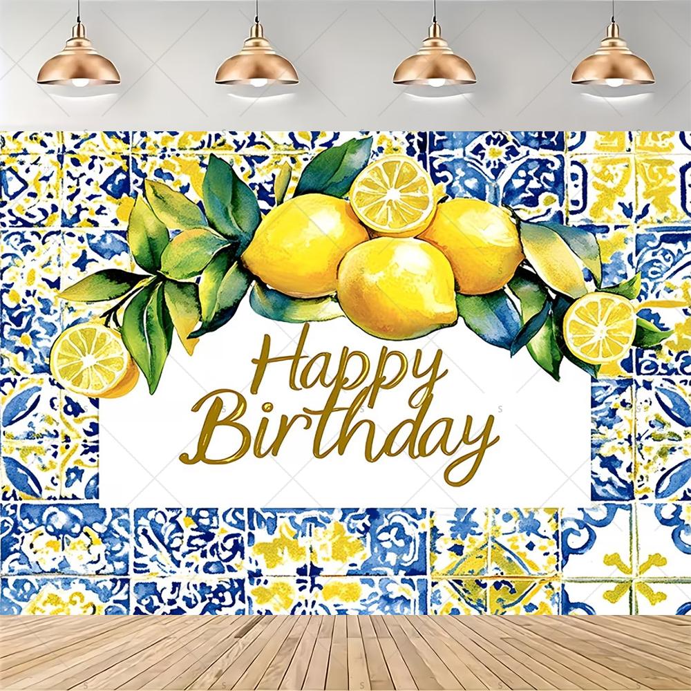 Lemon Pattern Backdrop Birthday Party Decoration Background Mediterranean Scenery Photography Backdrop Banner Supplies Props1722