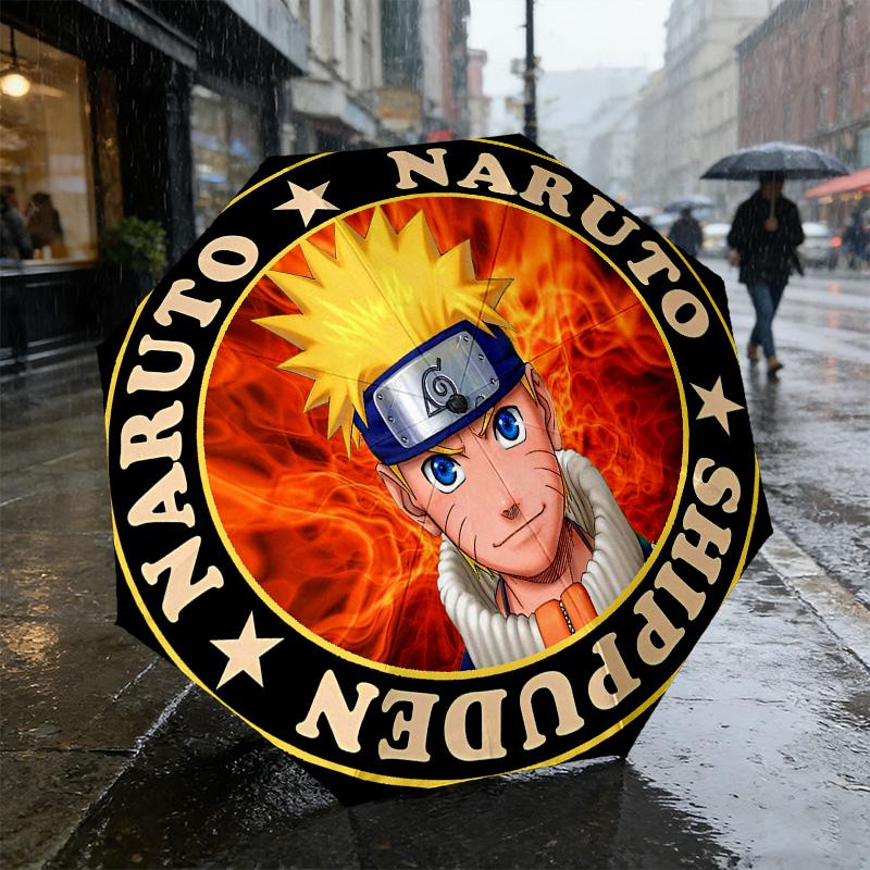Naruto Fire 8 Ribs 3Fold Black Glue Uv Protection Umbrella Sun Protection Rainproof Compact Folding Umbrella For Travel Daily Use C923247