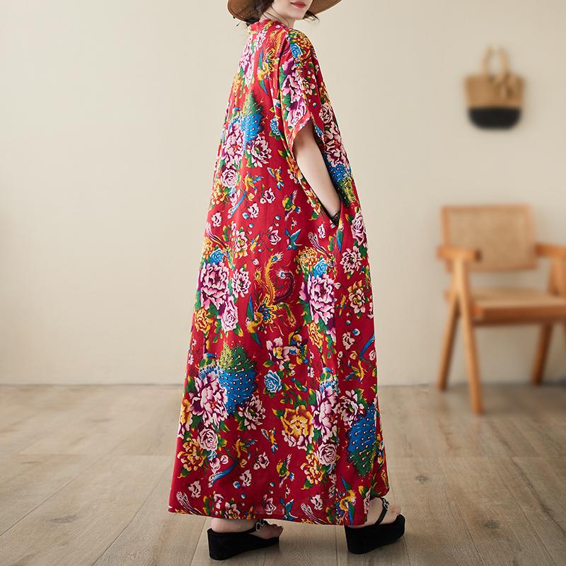 DIMANAF Women 2024 Plus Size Spring Summer Oversize Style Dress Beach Elegant Floral Long Dress Oversize Basic Loose Dress Plus Size