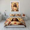 Sacred Heart with Glorious Christ Image Print Bedding Set 1 Duvet Cover 2 Pillowcases for Adult and Children Luxury Gift