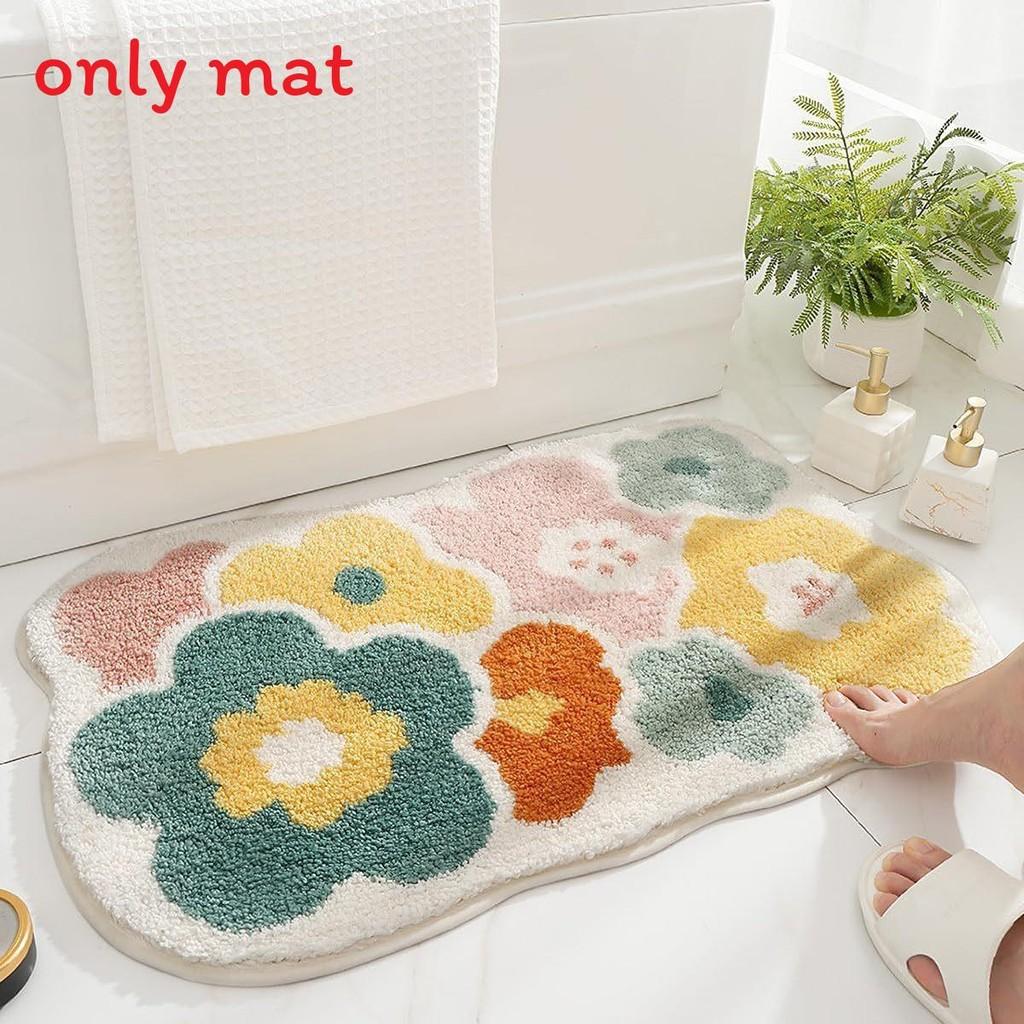 Sweet Flower Pattern Plush Absorbent Floor Mat Carpet For Home