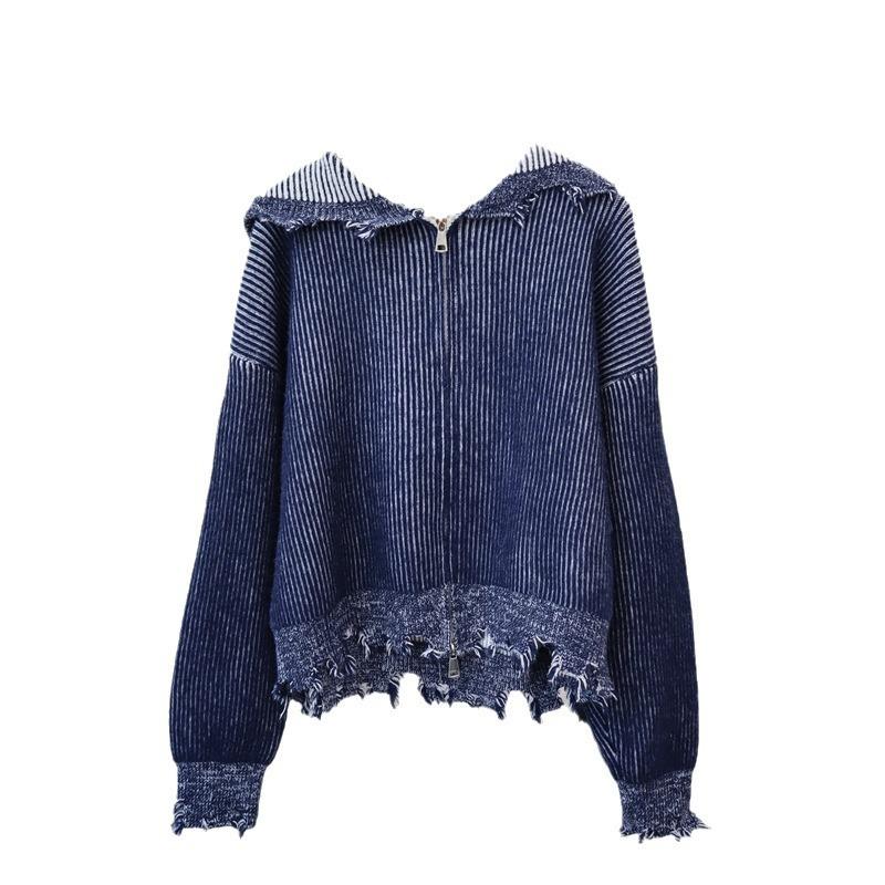 Кардиган вязаный с капюшоном на двойной молнии, с отверстием, новый осенне-зимний, свободный, высокого класса, куртка-свитер женская