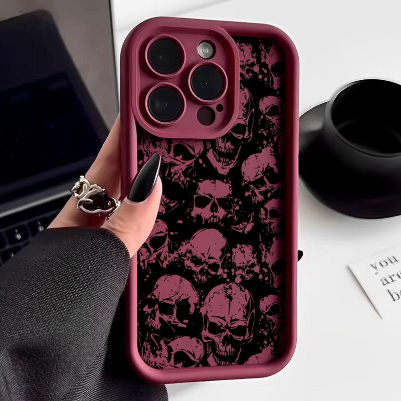 Ужасный Черный Череп Чехол Для Телефона Для iPhone 16 Pro Max 15 14 Plus 11 12 13 XS X XR Ударопрочный Силиконовый Мягкий Чехол