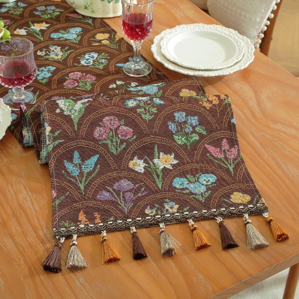 Новая американская ретро скатерть-дорожка 33x183 см Полиэстер Чехол от пыли на стол Пасторальный стиль Цветочный чехол на сервант Домашний декор