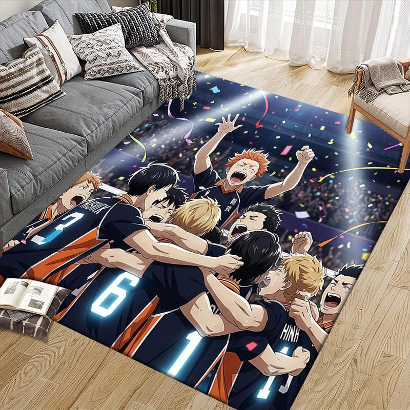 Haikyuu Flannel Pattern Square Carpet,Area Rug,Carpet Rug for Living Room Bedroom Sofa Playroom Decor,Non-slip Floor Mat