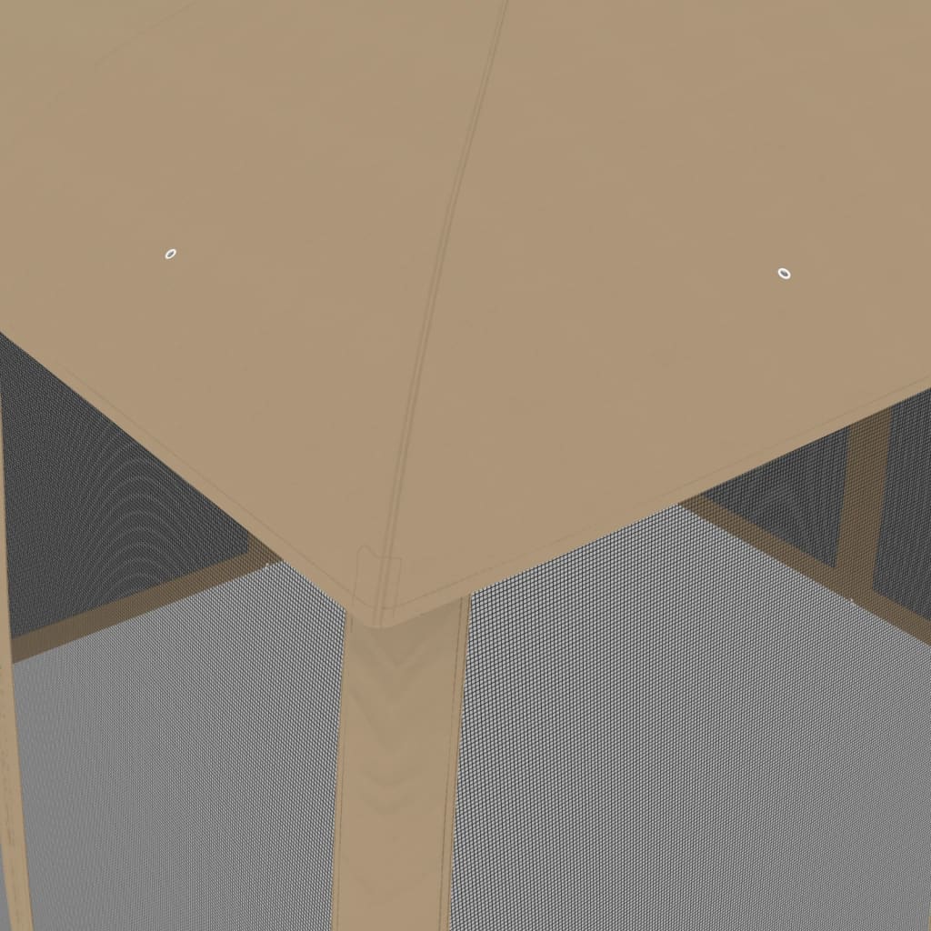 Pavilion with Double Roof & Mesh Walls Taupe 2.93 x 2.93 m Steel