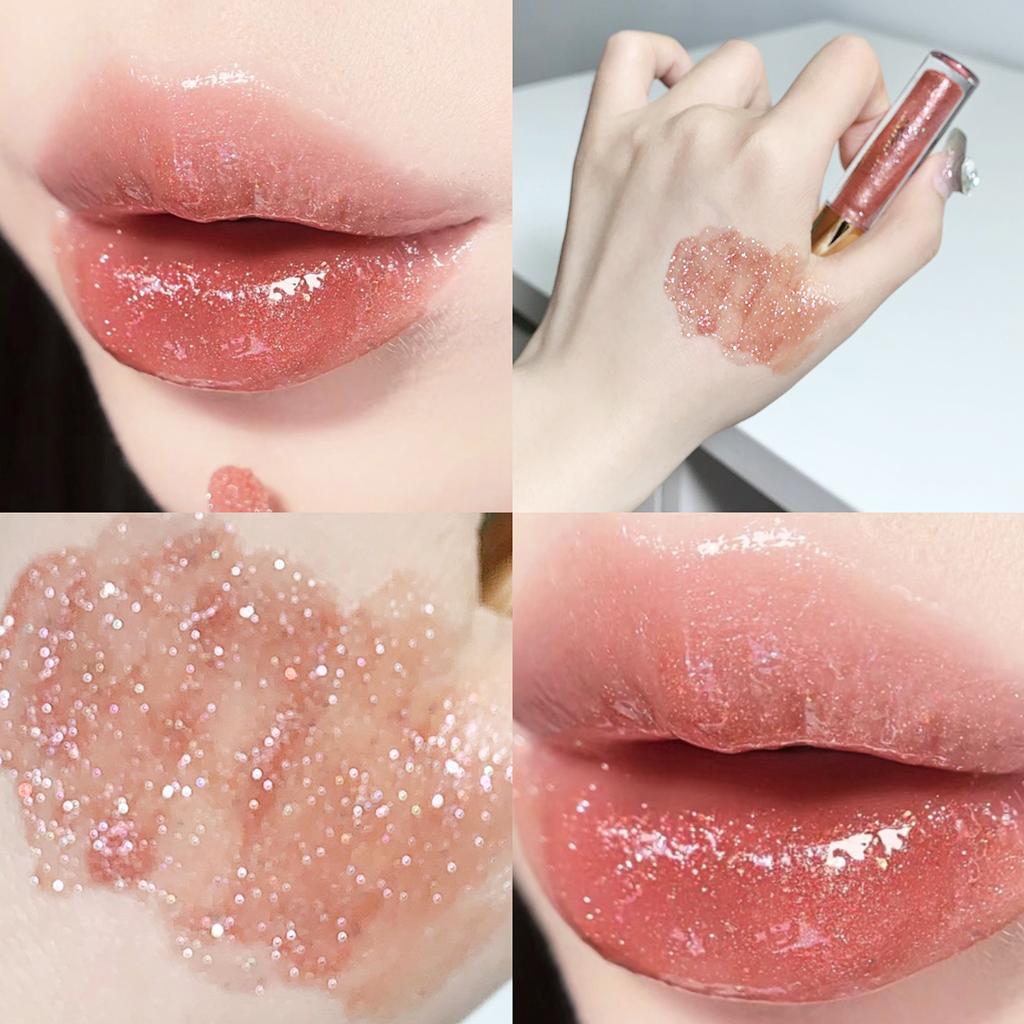 Moisturizing Lip Plump Sparkling Lip Gloss Water-glossy Mirror Lip Glaze Lip Makeup Cosmetics