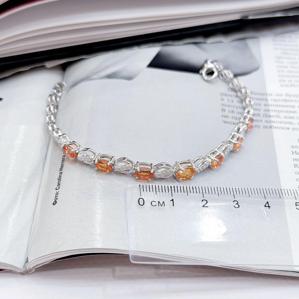 Серебряный браслет с Натуральным золотим кварцем 3.46ct, вес изделия 8,91 гр (2166597)