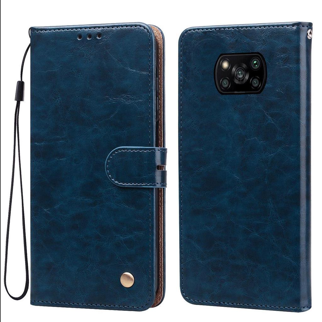 Винтажный чехол-бумажник с текстурой Crazy Horse из ПУ-кожи для Xiaomi POCO X3 Pro, X3 NFC с держателем для карт, подставкой, противоударной защитой