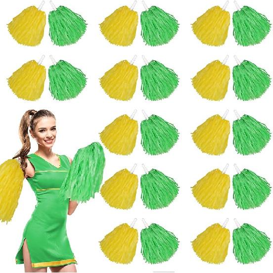 Chivao 24 Pcs Cheerleading Pompoms Plastic Pom Pom Handle Cheer Team Pompoms for Sports Dance Cheer Gameday Football Party Decorations,30 Grams