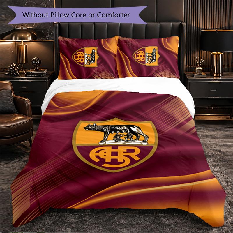 AS Roma Themed Bedding 3Pcs Duvet Cover Set Decorative Bed Linen For Teen Room Home Decoration