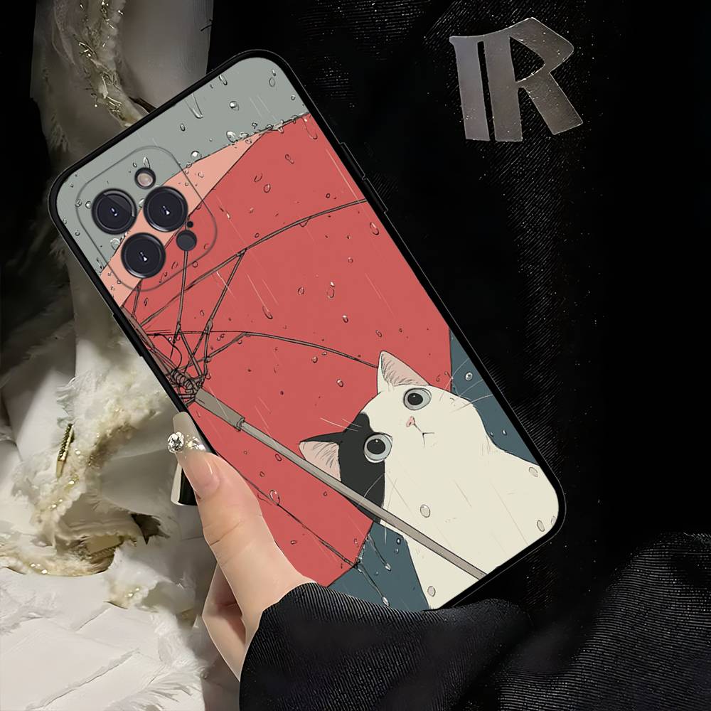 Милый мультяшный чехол для телефона с кошкой для iPhone 17 Air 16 15 14 13 12 11 Pro Max 16 15 14 Plus Мягкий чехол из ТПУ