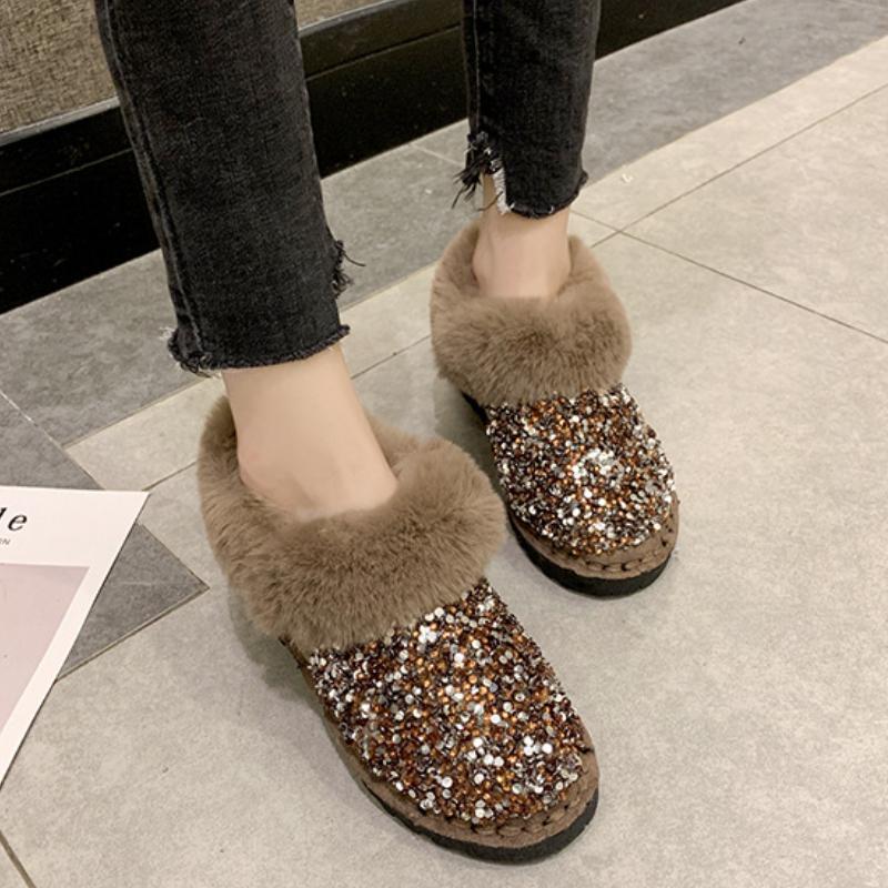 Европейские и американские короткие сапоги с пайетками 2024 года, осень и зима, новые короткие женские туфли-трубы с пайетками и плоским дном из хлопка Trafza