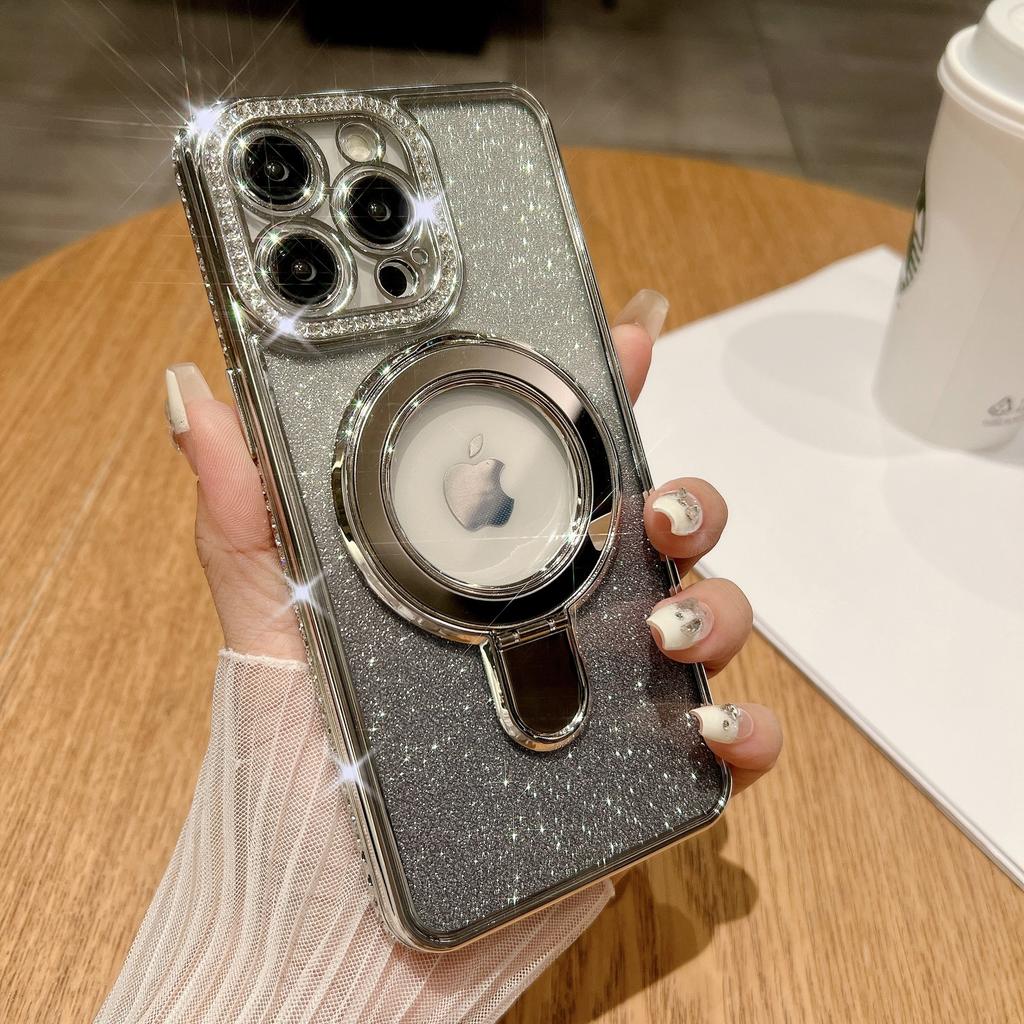 Подходит для чехла для телефона Apple 15, iPhone 14 Pro Max, Водный бриллиантовый блеск 13 Точка поддержки оборудования Магнитная подставка