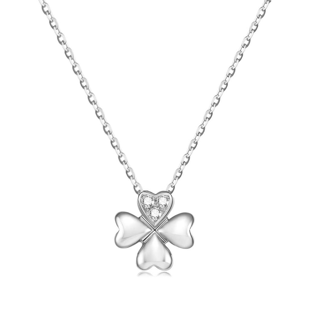 FANCIME 18K White Gold Necklace for Diamond Clover Perfect for and White Day Gift Wrapping Included Women, Four-Leaf Design, Lab-Grown Diamonds,