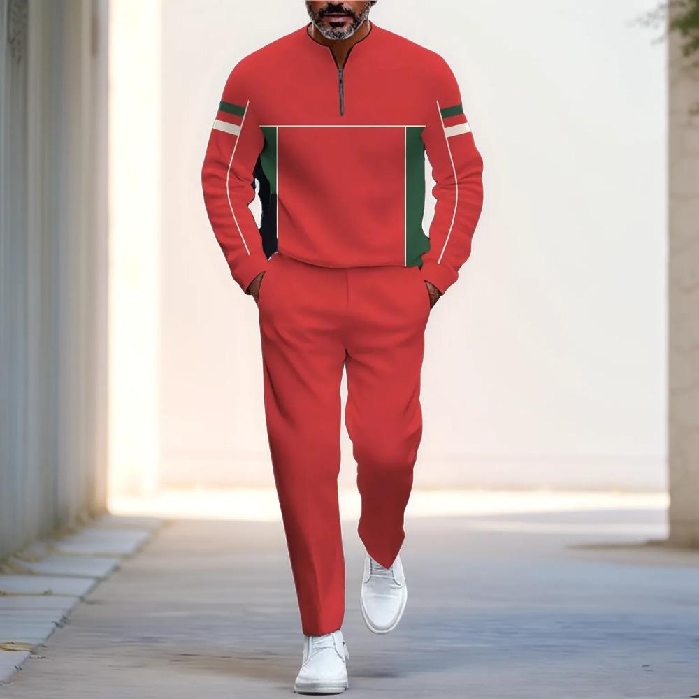 Весенне-осенняя модная уличная одежда Мужской комплект из двух предметов с длинным рукавом, на молнии до середины, со стойкой, брюки, спортивная одежда, мужская одежда