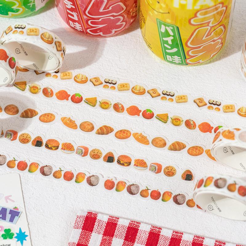 5Roll/set Retro Cute Y2K Glitter Decoration Adhesive Tape Planner Handbook DIY Scrapbooking Journal Collage Material Stickers