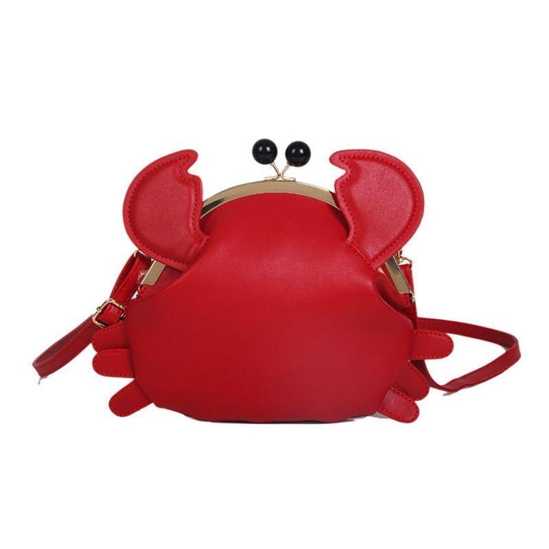 Ins Korean Crab Design Shoulder Bag Women PU Leather Whimsical Crossbody Bags Ladies Fashion Casual Animal Summer Beach Bag 2025