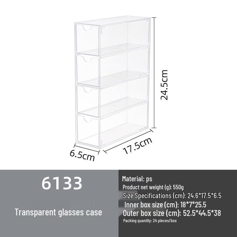 Акриловый бокс для хранения солнцезащитных очков для трансграничной торговли: Многослойный настольный выставочный шкаф с выдвижными ящиками, пылезащитная полка
