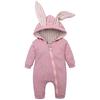 Baby 3d Rabbit Ear Long Romper Cute Long Sleeve Hoodie Jumpsuits Toddler Winter Warm Outwear