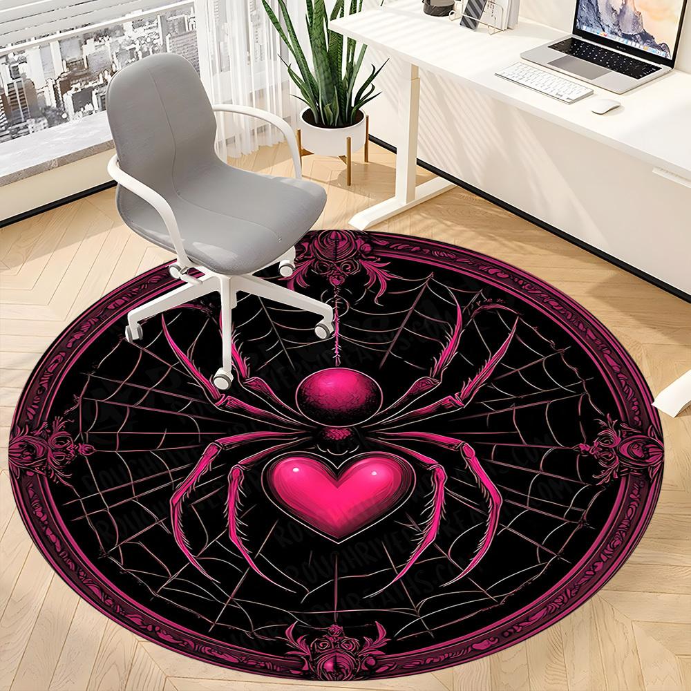 1PC Spider Web Pattern Office Round Area Rug, Mat Suitable For Office, Under Office Chairs Bedroom Living Room Home Decor, Room Deco