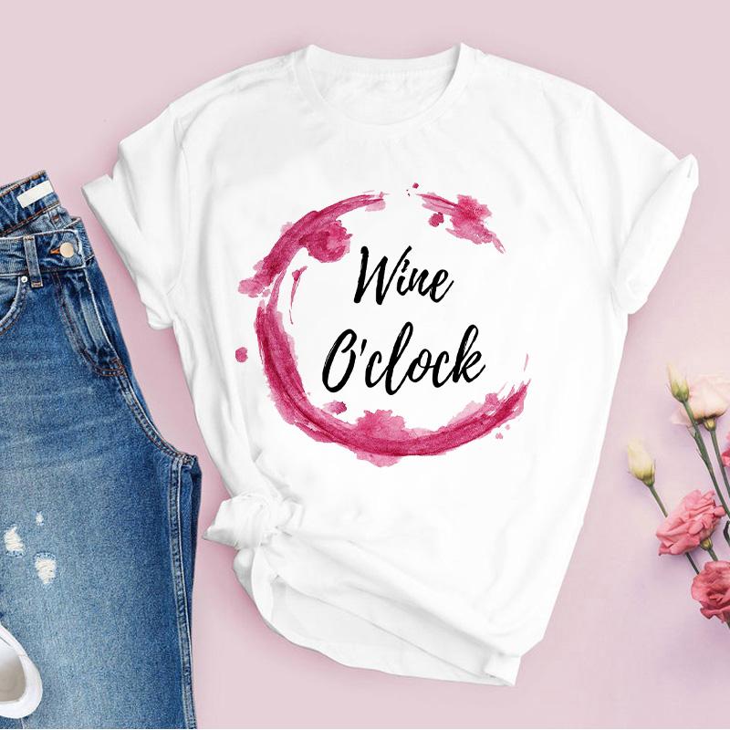 Женская футболка Мультяжная одежда Ура Красное вино 90-е Футболка Женская футболка с графическим принтом Топы 90-х С коротким рукавом Женская футболка Одежда