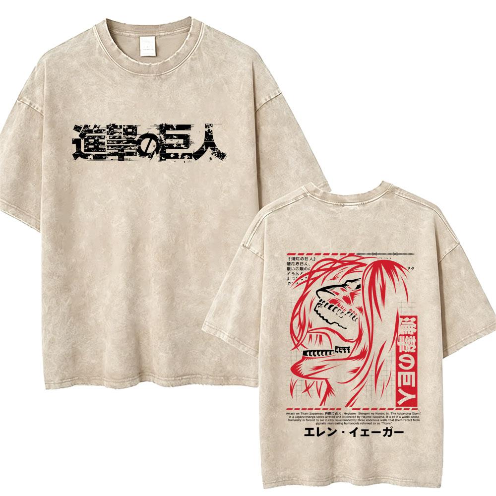 Washed Vintage Anime Attack on Titan Annie Leonhart Merch Tshirt Men Women Clothing Manga Harajuku Oversized T Shirt Streetwear