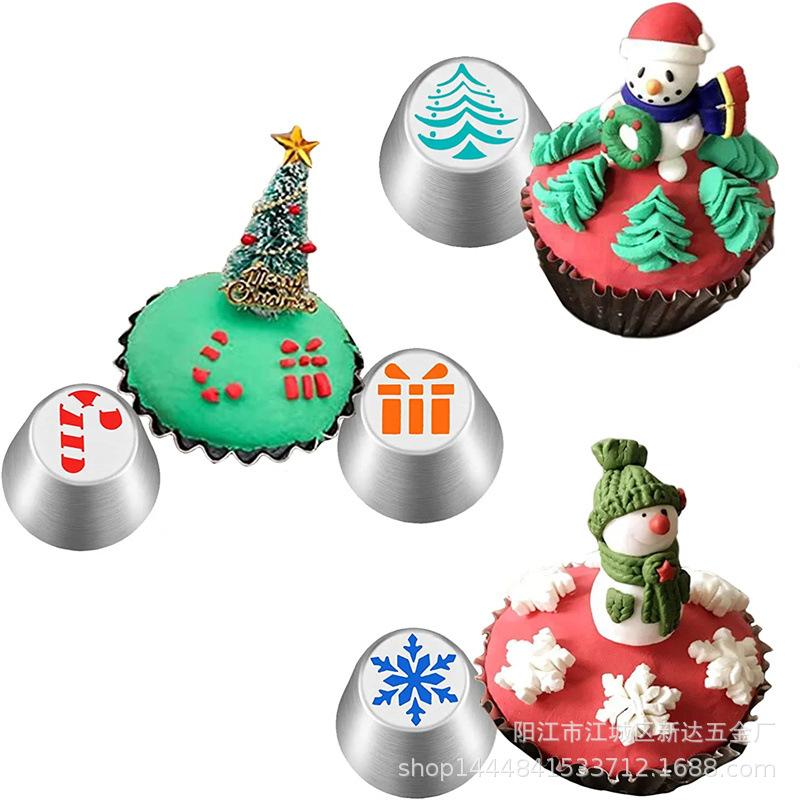 27Pcs Christmas Russian Piping Tips, One-Piece Cream Icing Nozzles, Christmas Series Baking Tools, Cake Decorating Supplies Set
