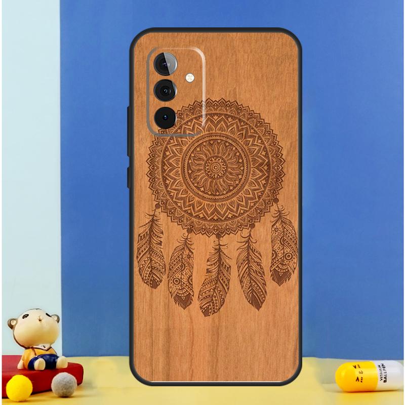 Деревянный чехол-мандала с цветочным узором для Samsung Galaxy A32 A52 A22 A12 A14 A24 A34 A54 A15 A25 A71 A51 A13 A33 A53