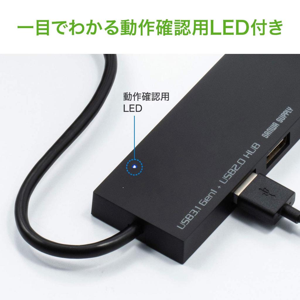 Sanwa Supply USB Hub Connection X 1 X 2 Card Reader Black Type-C (USB3.1/3.0 port/USB2.0 ports/SD card/microSD Included) USB-3TCHC16BK