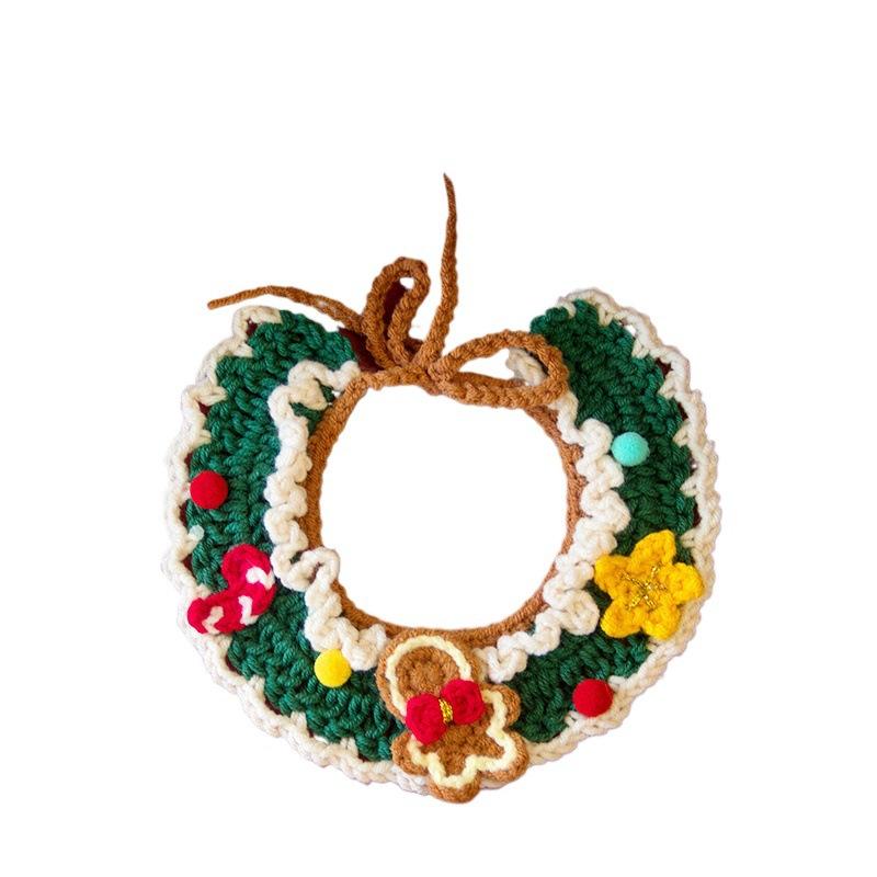 Christmas Pet Accessories Handmade Scarf for Cats and Dogs Cute Holiday Collar Bib Small Dog Knitted Bib
