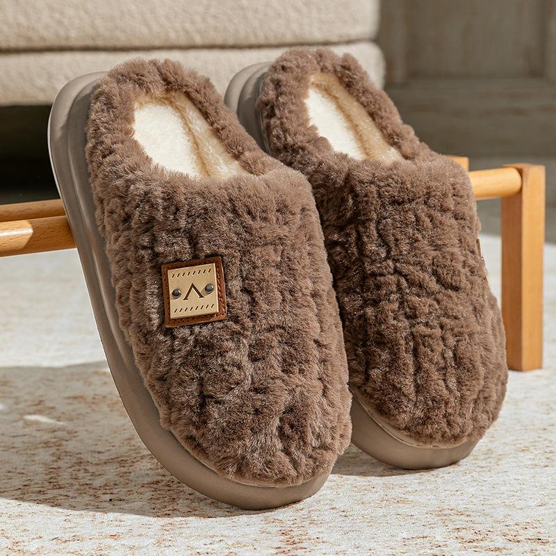Household Warm and Fleece Home Slippers Thick-soled Plush Winter Cotton Slippers Cotton Shoes Women Wear Non-slip Winter