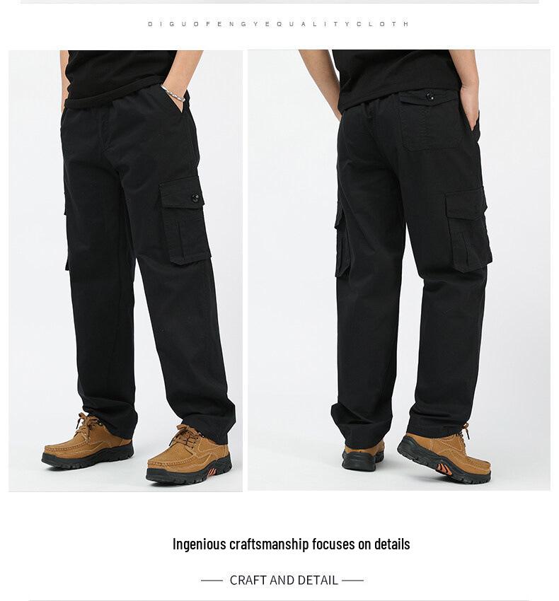 Весенне-осенние брюки карго свободного кроя для мужчин среднего возраста